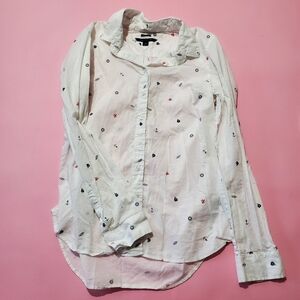⛵ Tommy Hilfiger Nautical Anronor Steering Wheel Print Button Up Long Sleeve ⛵